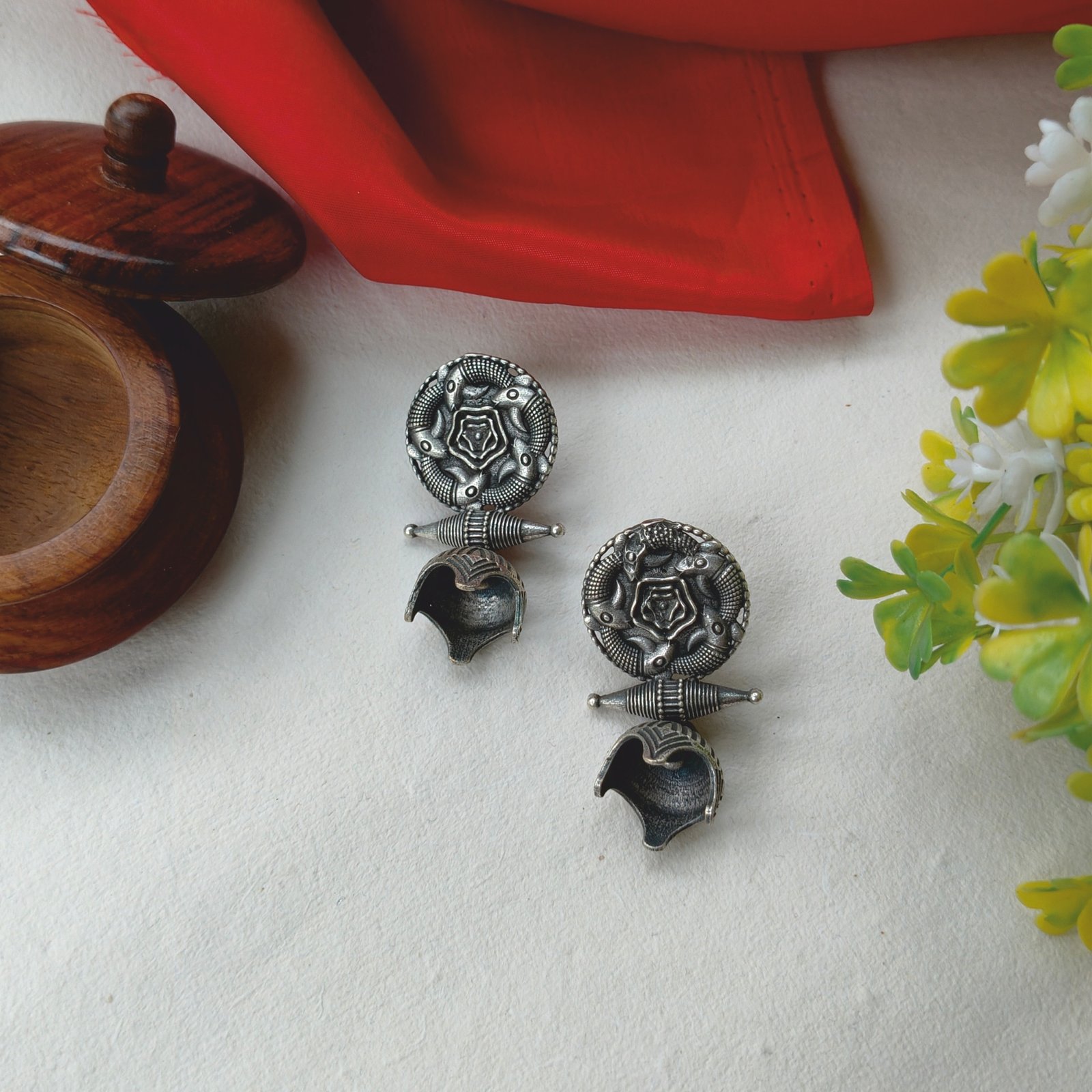 Untitled design - 2025-04-28T160220.675 Silver Replica Jhumka - Image 1