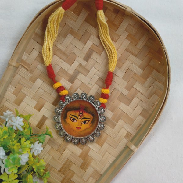 Maa Durga Face Hand Painted Long Necklace