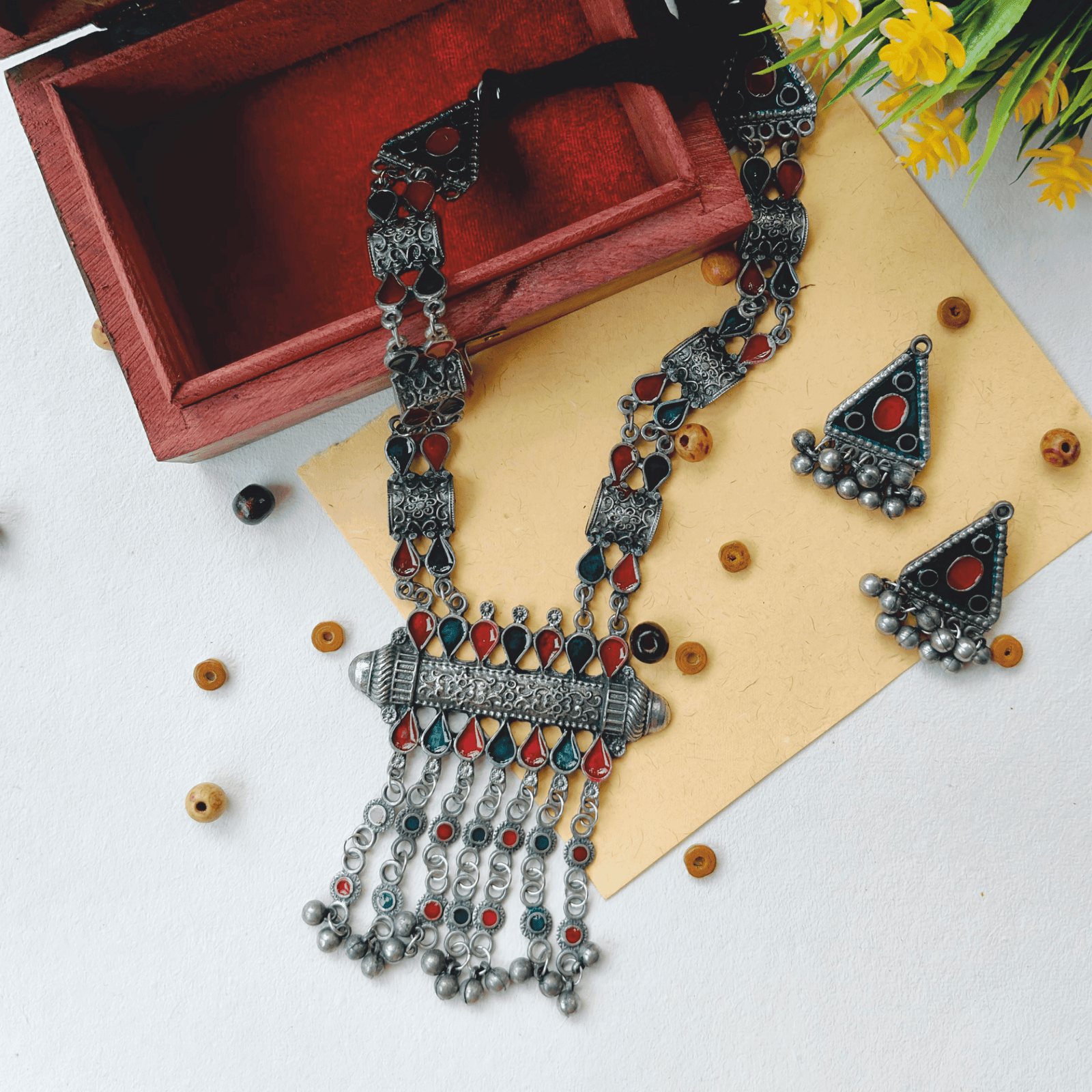 Multicolor Afgani Long Neckpiece