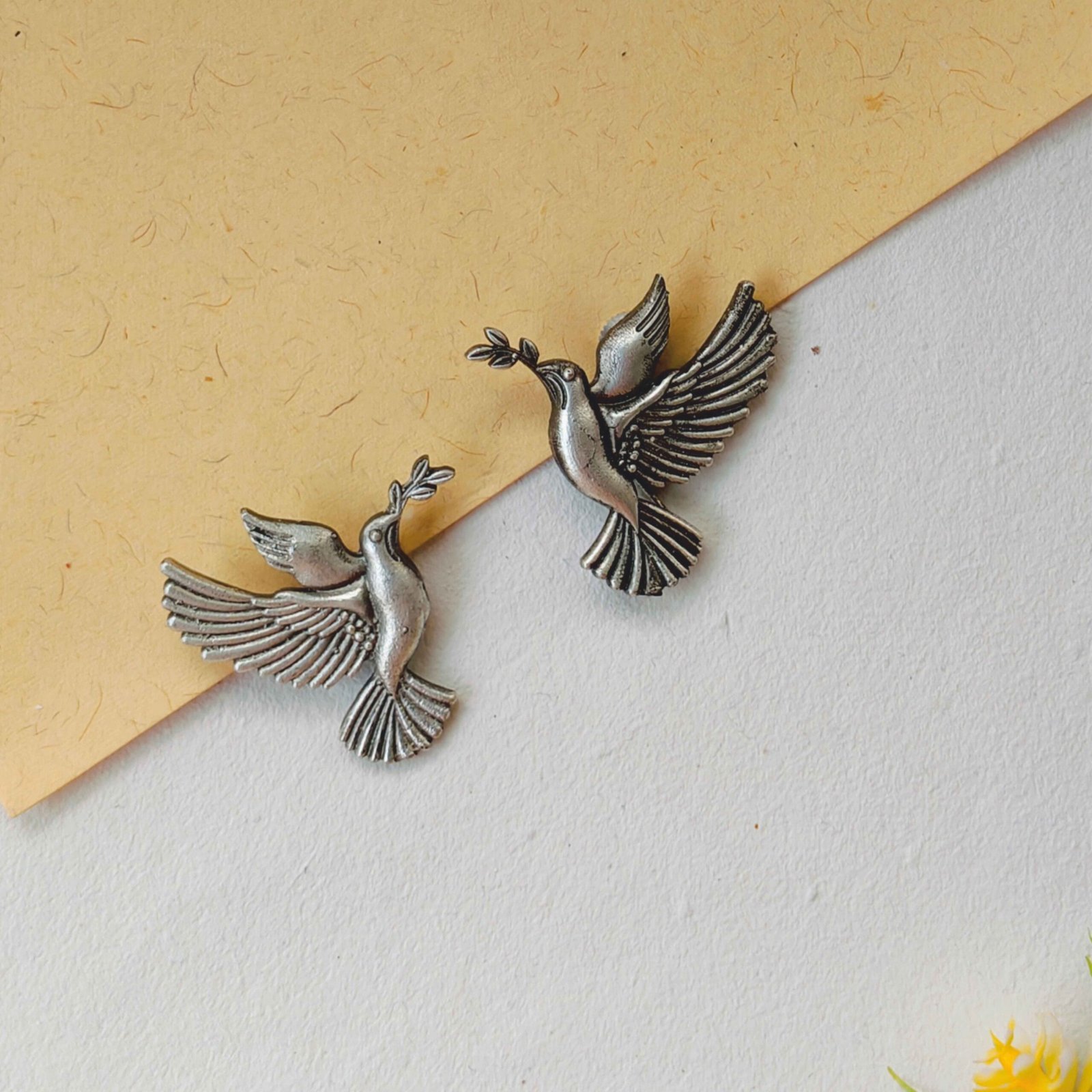 Bird Motifs Brass Earrings